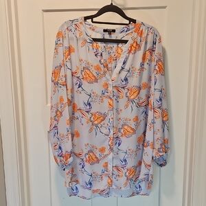 NYDJ Pintuck Blouse XL Floral